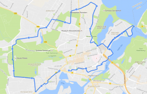 Route der vierten Nachtradtour durch Potsdam.