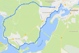 Route der fünften Nachtradtour durch Potsdam.